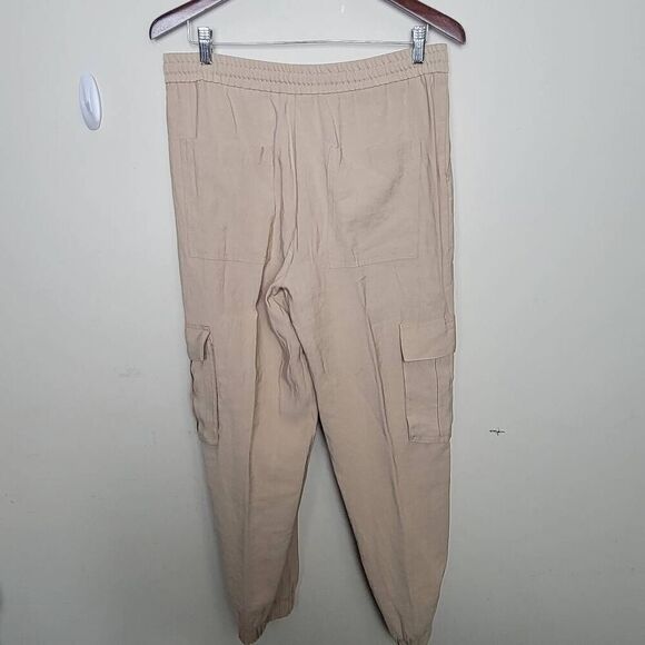 Zara | High Rise Cargo Jogger Khaki Beige Pants Large - Picture 4 of 4